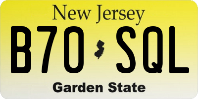 NJ license plate B70SQL