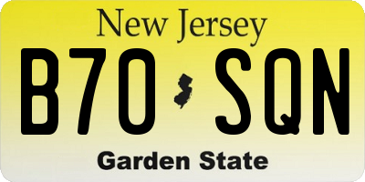 NJ license plate B70SQN