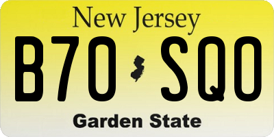 NJ license plate B70SQO