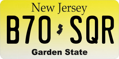 NJ license plate B70SQR