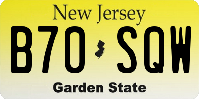 NJ license plate B70SQW