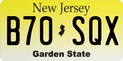 NJ license plate B70SQX