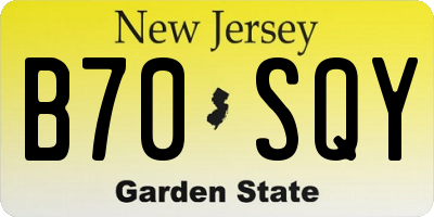 NJ license plate B70SQY
