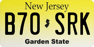 NJ license plate B70SRK