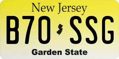 NJ license plate B70SSG