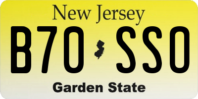 NJ license plate B70SSO