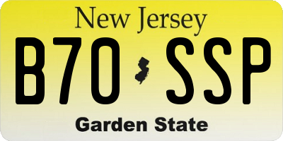 NJ license plate B70SSP