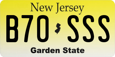 NJ license plate B70SSS