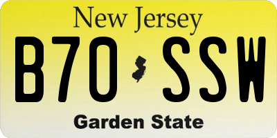NJ license plate B70SSW