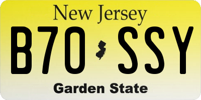 NJ license plate B70SSY