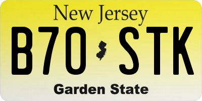 NJ license plate B70STK