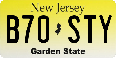 NJ license plate B70STY