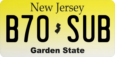 NJ license plate B70SUB