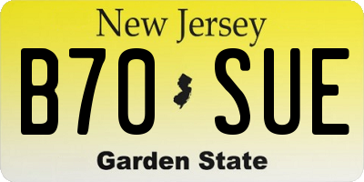NJ license plate B70SUE