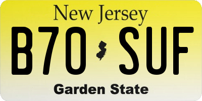 NJ license plate B70SUF