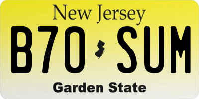 NJ license plate B70SUM