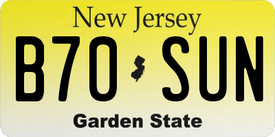 NJ license plate B70SUN