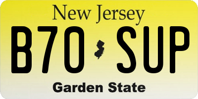 NJ license plate B70SUP