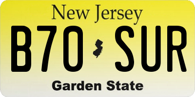 NJ license plate B70SUR