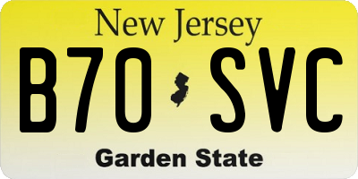 NJ license plate B70SVC