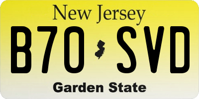 NJ license plate B70SVD