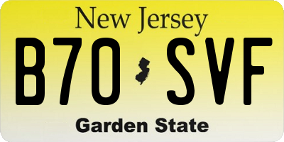 NJ license plate B70SVF