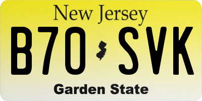 NJ license plate B70SVK