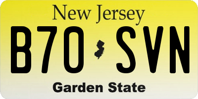NJ license plate B70SVN