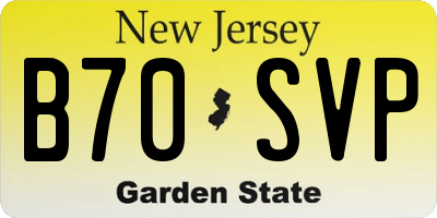 NJ license plate B70SVP