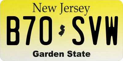NJ license plate B70SVW
