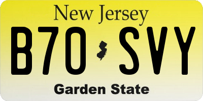 NJ license plate B70SVY
