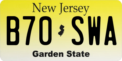NJ license plate B70SWA