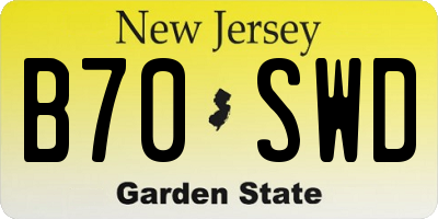 NJ license plate B70SWD
