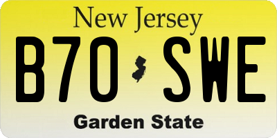 NJ license plate B70SWE