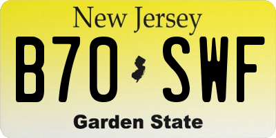 NJ license plate B70SWF