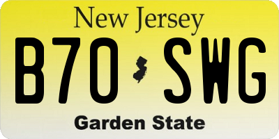 NJ license plate B70SWG