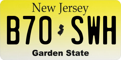 NJ license plate B70SWH