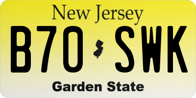 NJ license plate B70SWK