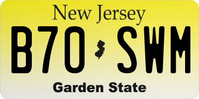 NJ license plate B70SWM