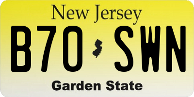 NJ license plate B70SWN