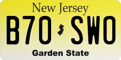NJ license plate B70SWO