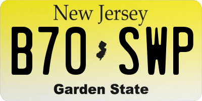 NJ license plate B70SWP