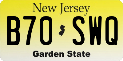 NJ license plate B70SWQ