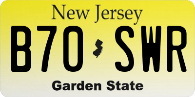 NJ license plate B70SWR