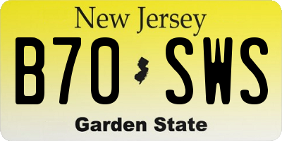 NJ license plate B70SWS