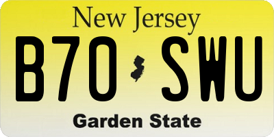 NJ license plate B70SWU