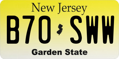 NJ license plate B70SWW
