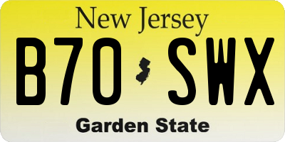 NJ license plate B70SWX