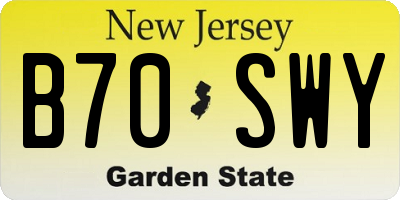 NJ license plate B70SWY