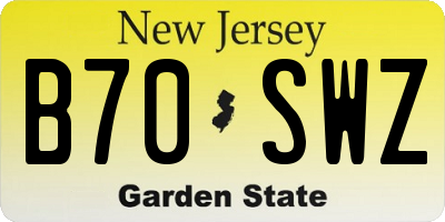 NJ license plate B70SWZ